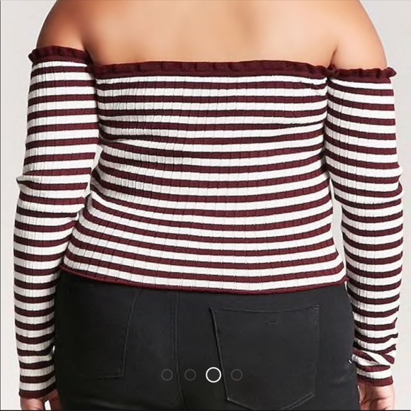 Plus size 3x striped lettuce edge crop top - Picture 3 of 4